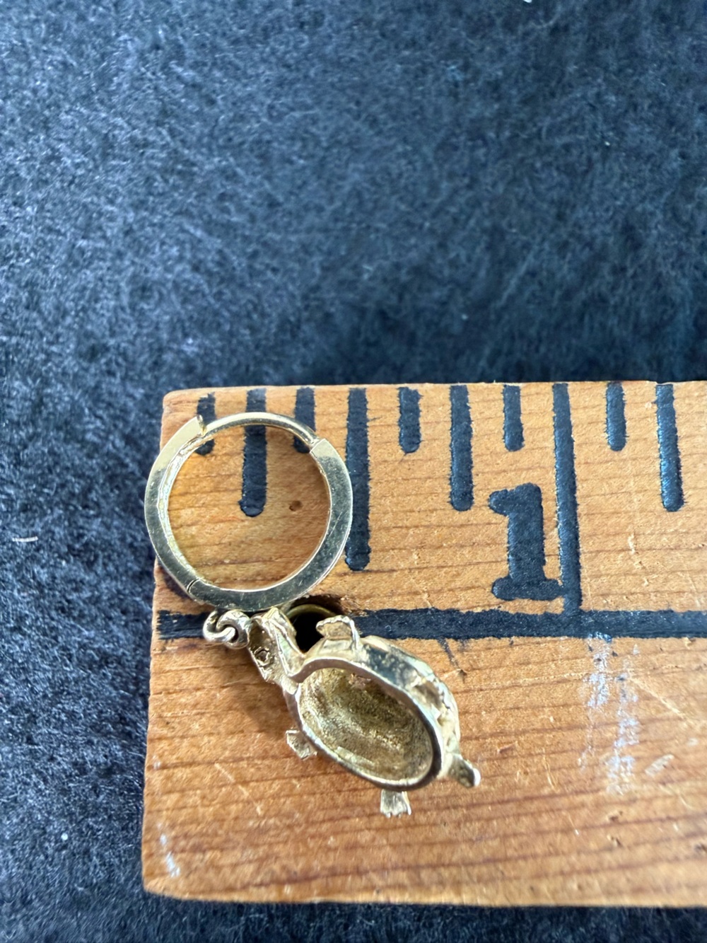 14K Tri Color Gold CZ Turtle Drop Dangle Huggies Hoop Earrings 3.7 Grams - Picture 14 of 16